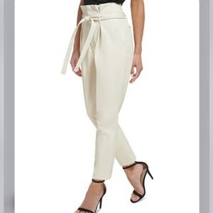 DKNY high waisted tie waist trousers beige 8